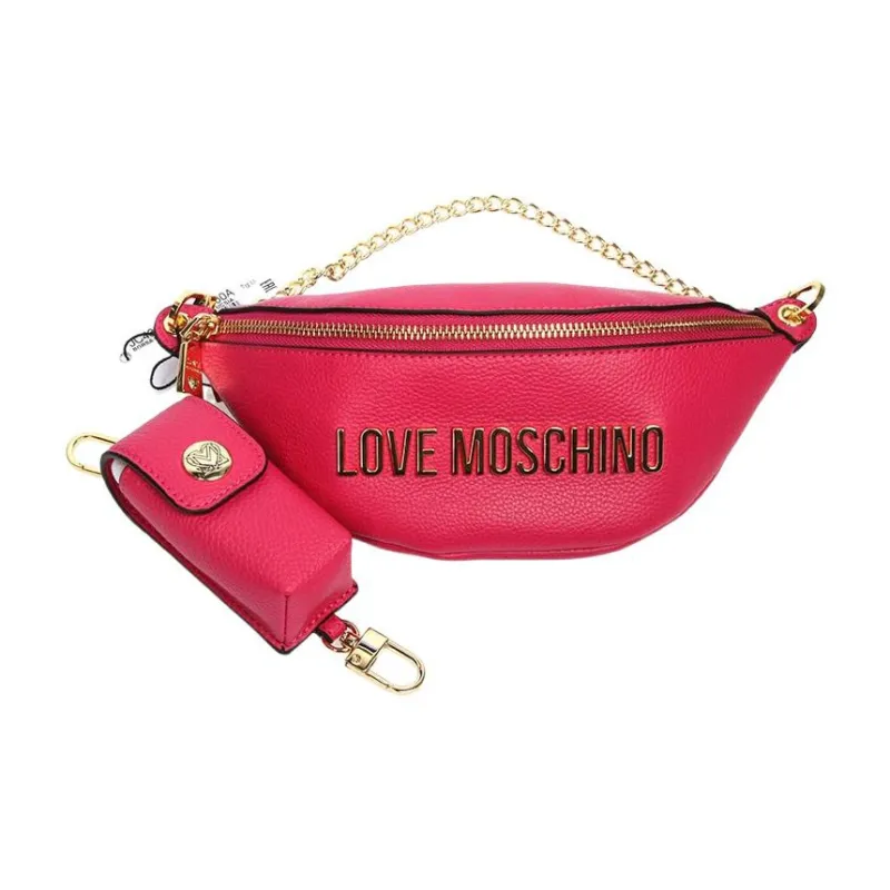LOVE MOSCHINO PU Combo Bag Dumpling Bag One Shoulder Handbag Women's Rose Red-4