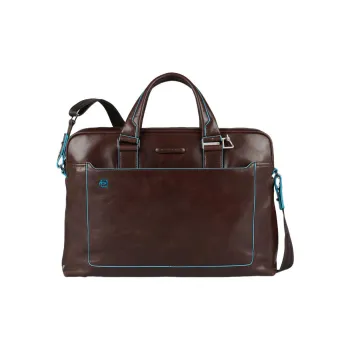 PIQUADRO Leather Laptop Bags Briefcase Shoulder Bag Crossbody Bag Handbag Regular Unisex Brown