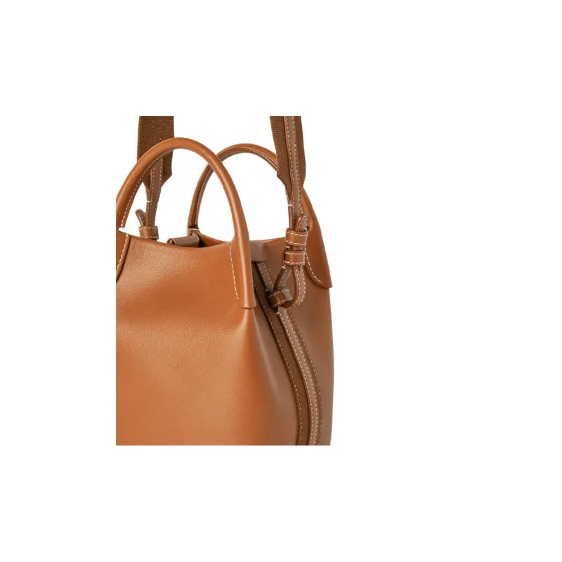 Loro Piana Cow Leather Shoulder Bag, Crossbody Bag, Handbag Mini Women's Warm Brown Taupe-3