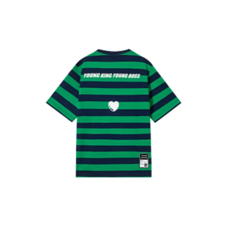 YK&YB T Shirts Unisex Blue Green Stripes-1