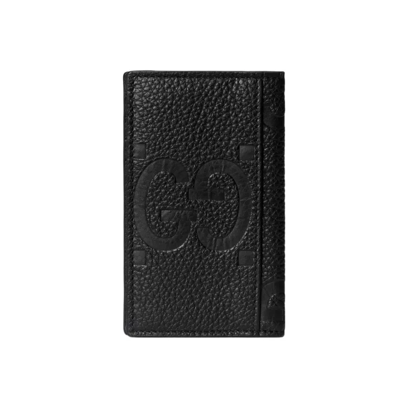 GUCCI Leather Card Holder Tubas Men's Black-3
