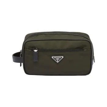 PRADA Fabric Travel Bag Clutch Men's Green