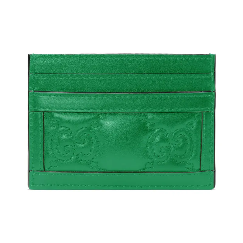 GUCCI GG Matelassé Leather Clutch Card Holder Small Size Women's Green-3
