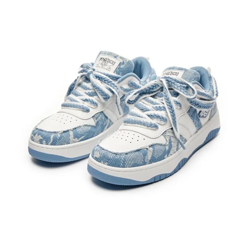 LAZY BONS Low Top Skateboard Shoes Unisex Blue-1