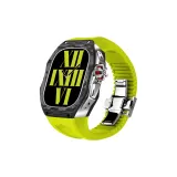 Carbon Fiber Case+Neon Green Strap+Silver Frame/Buckle
