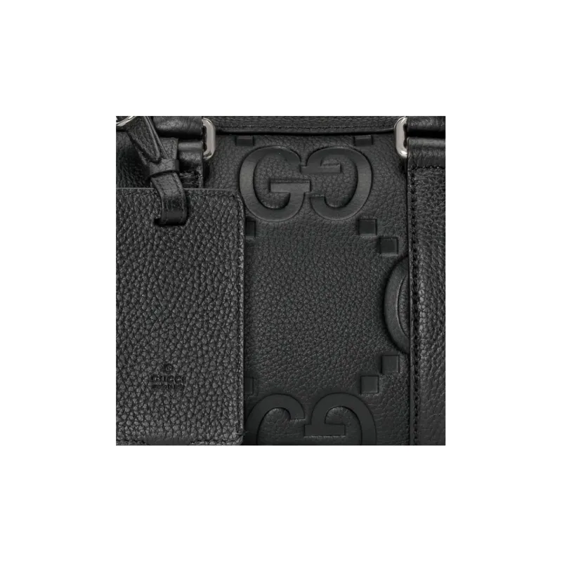 GUCCI Leather Cylinder Bag Handbag Shoulder Bag Crossbody Bag Travel Bag Mini Men's Black-7