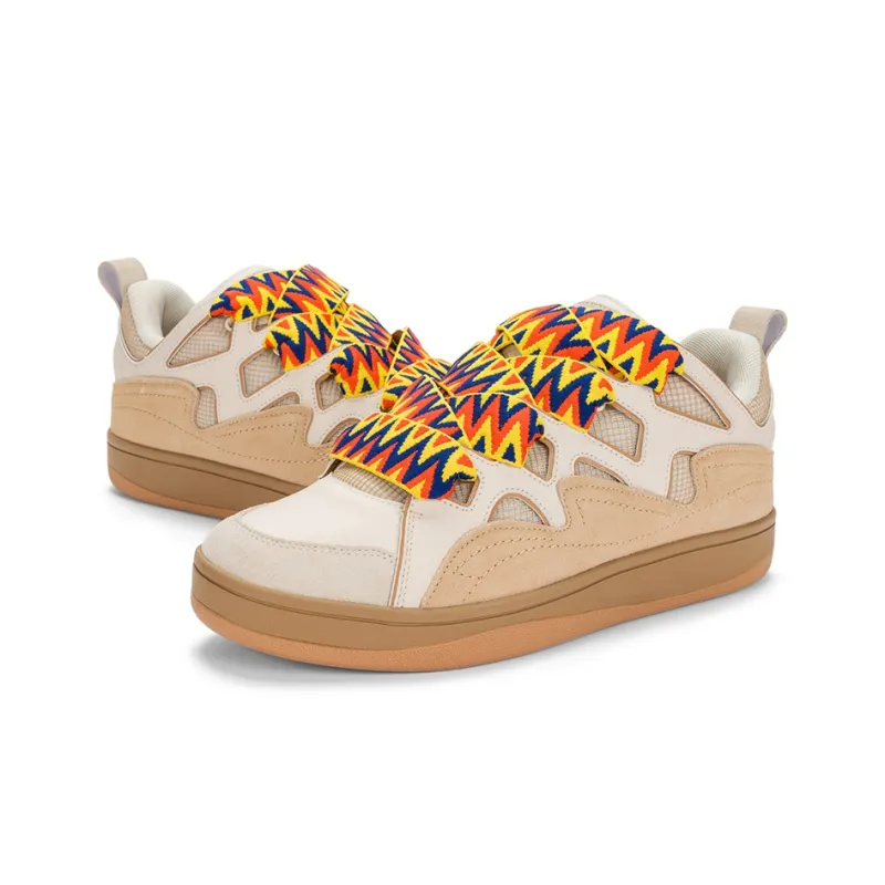Kappa Slip Resistant Breathable Low Top Skateboard Shoes Unisex White Umber-4