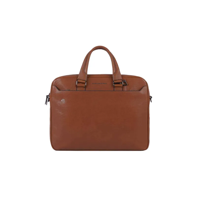 PIQUADRO Leather Briefcase Shoulder Bag Crossbody Bag Handbag Unisex Brown-0