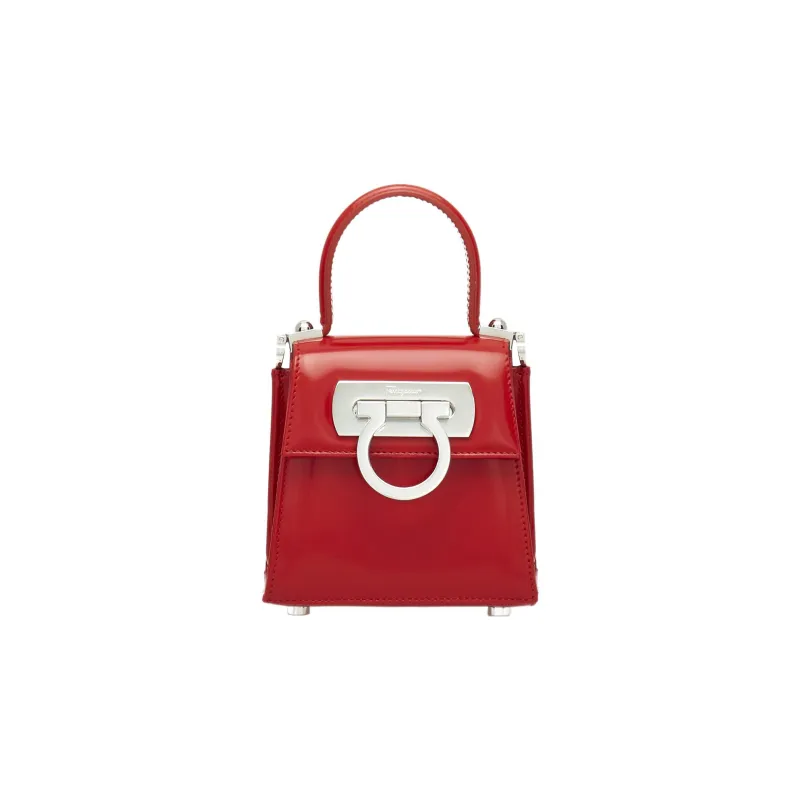 FERRAGAMO Leather Shoulder Bag Crossbody Bag Handbag Extra Small Women's Red-0