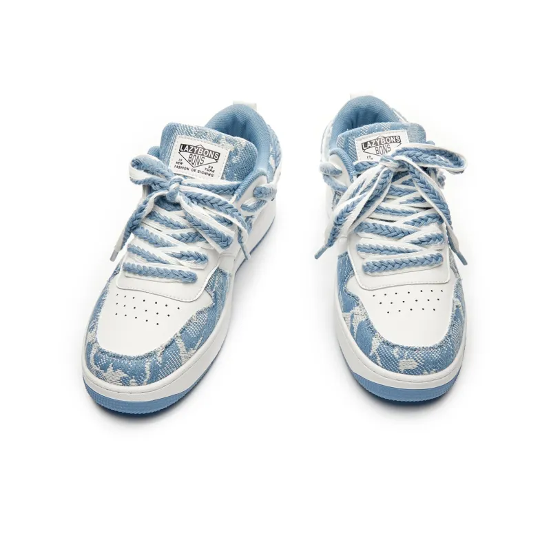 LAZY BONS Low Top Skateboard Shoes Unisex Blue-3