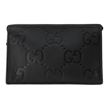 GUCCI Leather Clutch Large Size Men's Black