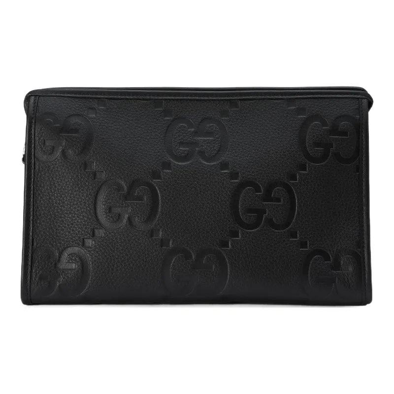 GUCCI Leather Clutch Large Size Men's Black-0