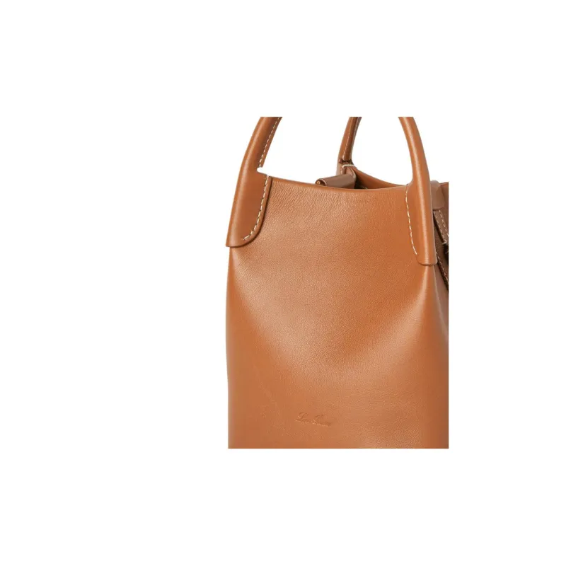 Loro Piana Cow Leather Shoulder Bag, Crossbody Bag, Handbag Mini Women's Warm Brown Taupe-2