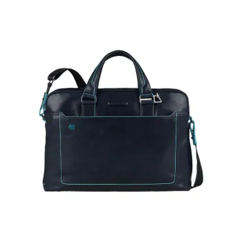 PIQUADRO Leather Laptop Bags Briefcase Shoulder Bag Crossbody Bag Handbag Regular Unisex Blue