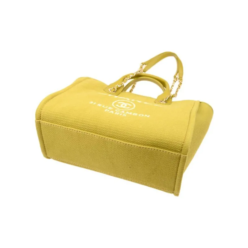CHANEL Canvas Bag, Tote Bag, Shopping Bag, Shoulder Bag, Crossbody Bag, Handbag Trumpets Women's Yellow Green-3