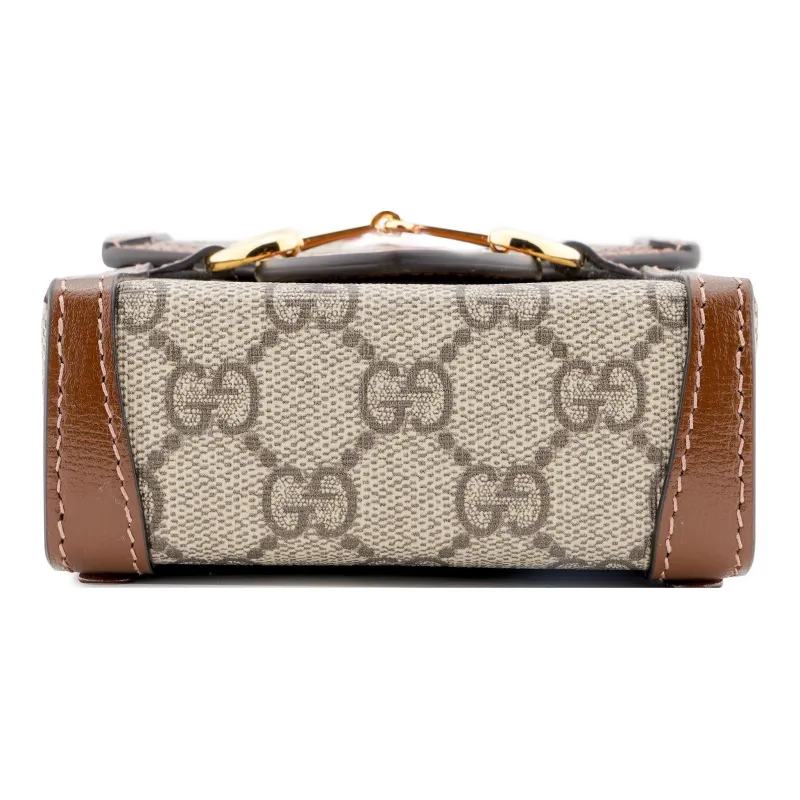 GUCCI Horsebit 1955 Canvas With Leather Cell Phone Pouch, Cigarette Case, Bag, Crossbody Bag, Shoulder Bag Unisex-3