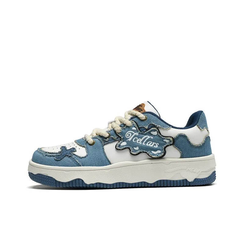 TCELLARS Auspicious Clouds Low Top Stylish Skateboarding Shoes Unisex Denim Blue-1