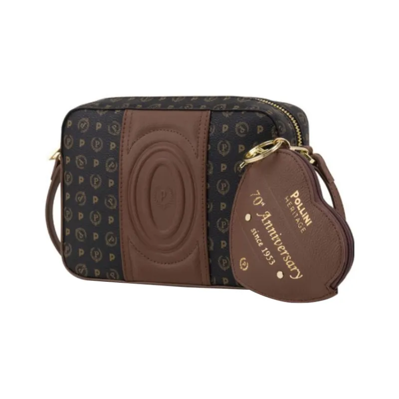 Pollini Cow Leather Crossbody Bag, Shoulder Bag Women's Black Umber-1