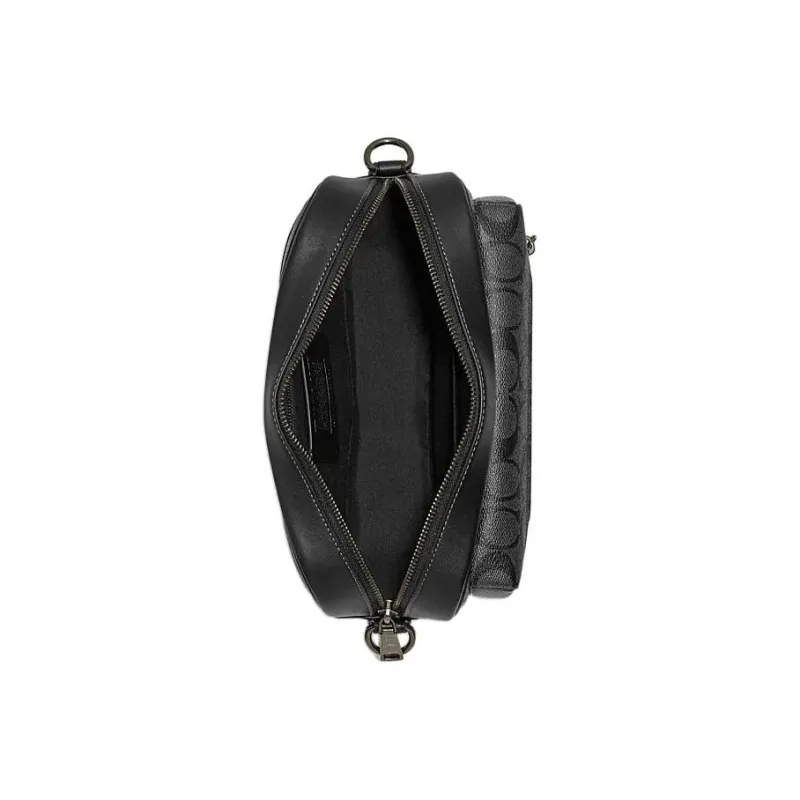 COACH Elise Cow Leather Patchwork Camera Bags Shoulder Bag Crossbody Bag Men's Black-2