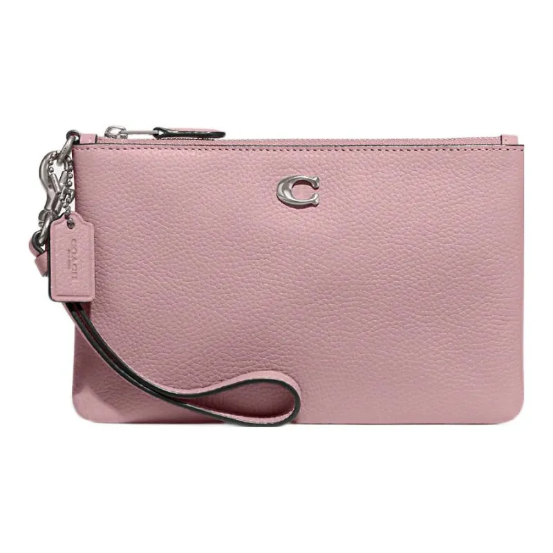 COACH Wristlet Leather Clutch Wrist Bag Small Size Women's Purple-0