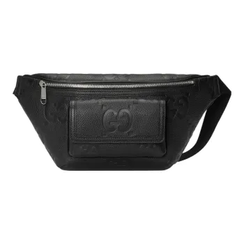 GUCCI Leather Sling Bag Fanny Pack Men's Black