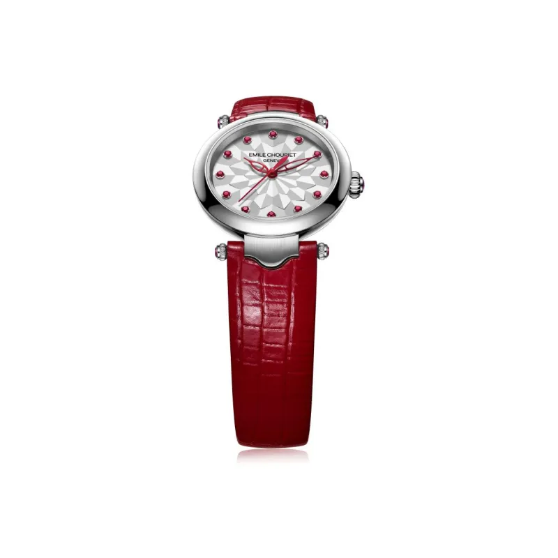 EMILE CHOURIET Automatic Mechanical Movement Women's Watch Watch 29.2mm Silver Dial Stainless Steel Case Leather Strap-1