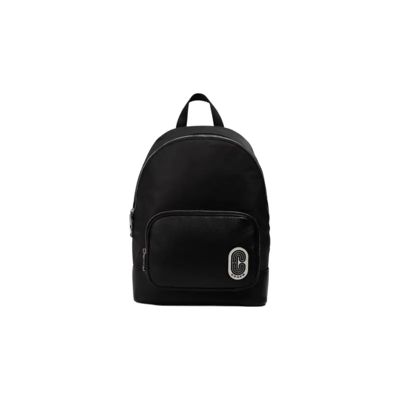 COACH Court Fabric Leather Backpack Large Size Unisex Black-0