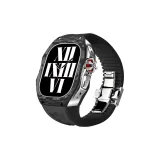 Carbon Fiber Case+Black Strap+Silver Bezel/Buckle