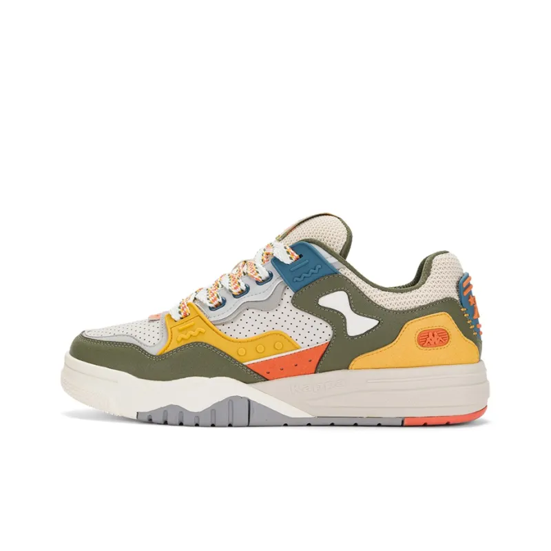 Kappa Low Top Skateboard Shoes Unisex White Green Yellow-0
