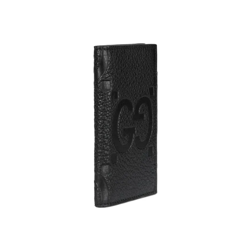 GUCCI Leather Card Holder Tubas Men's Black-2