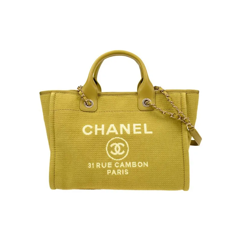 CHANEL Canvas Bag, Tote Bag, Shopping Bag, Shoulder Bag, Crossbody Bag, Handbag Trumpets Women's Yellow Green-0