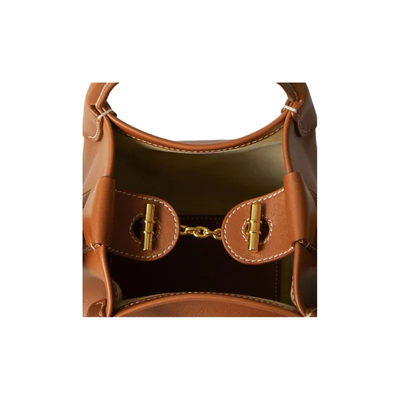 Loro Piana Cow Leather Shoulder Bag, Crossbody Bag, Handbag Mini Women's Warm Brown Taupe-5