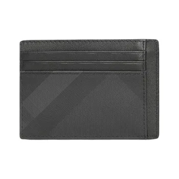 Burberry Leather Card Holder Men's Black Gray Color