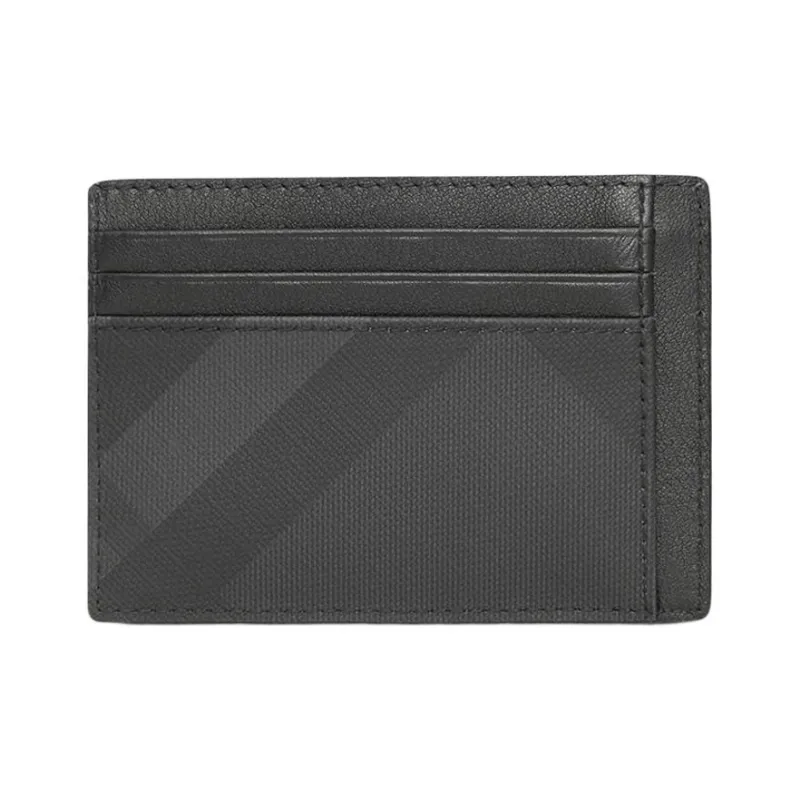 Burberry Leather Card Holder Men's Black Gray Color-0