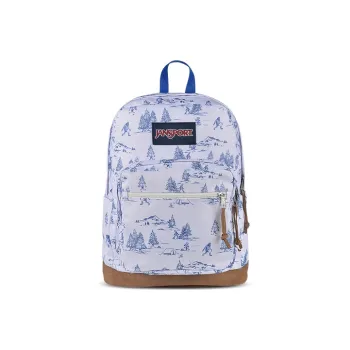 JanSport Leather Patchwork Laptop Backpack Medium Size Unisex Cedar White