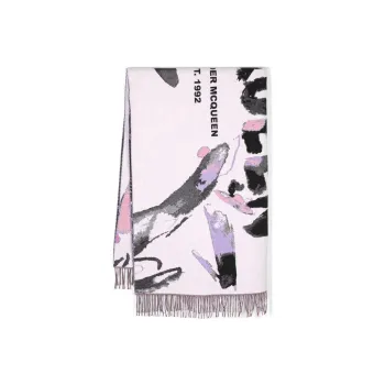 Alexander McQueen Abstract Pattern Logo print Scarf