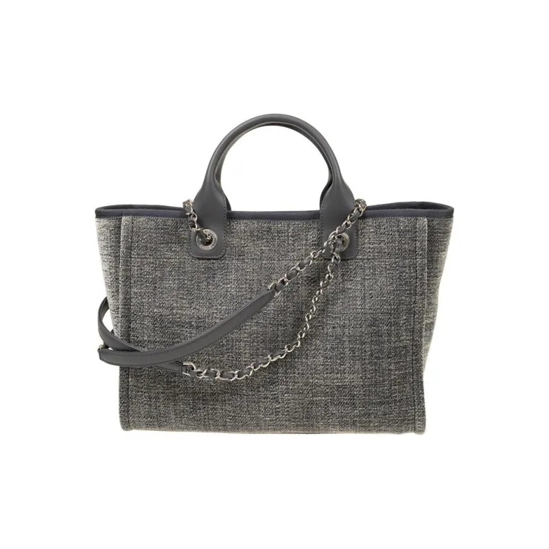 CHANEL Canvas Bag, Tote Bag, Shopping Bag, Shoulder Bag, Crossbody Bag, Handbag Trumpets Women's Gray-2