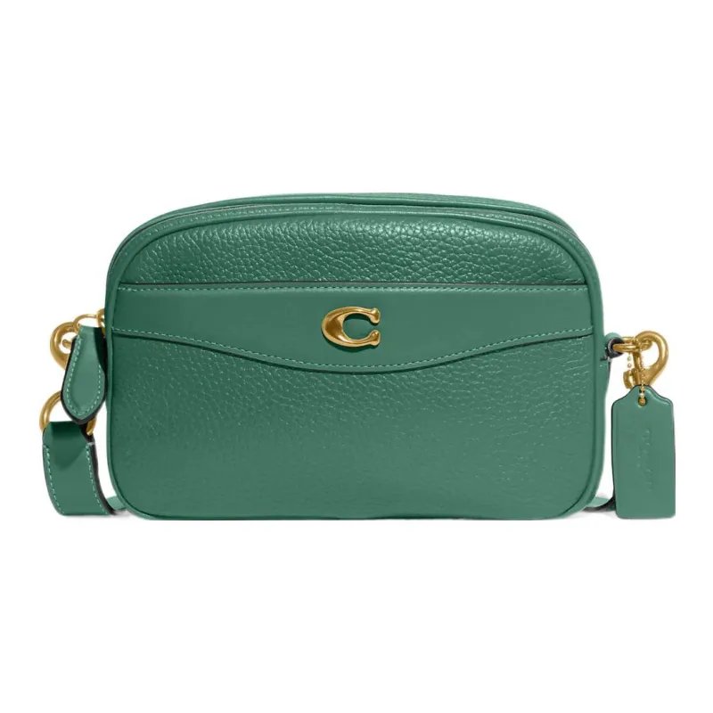 COACH Camera Cow Leather Camera Bags Shoulder Bag Crossbody Bag Small Size Women's Green-0