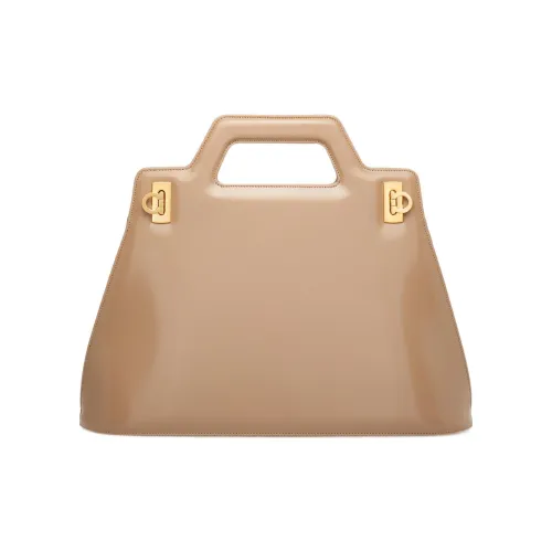 FERRAGAMO Cow Leather Shoulder Bag Crossbody Bag Handbag Women's Beige