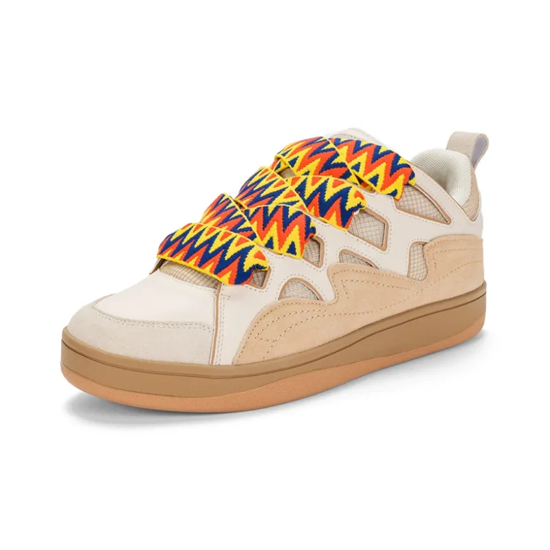 Kappa Slip Resistant Breathable Low Top Skateboard Shoes Unisex White Umber-1