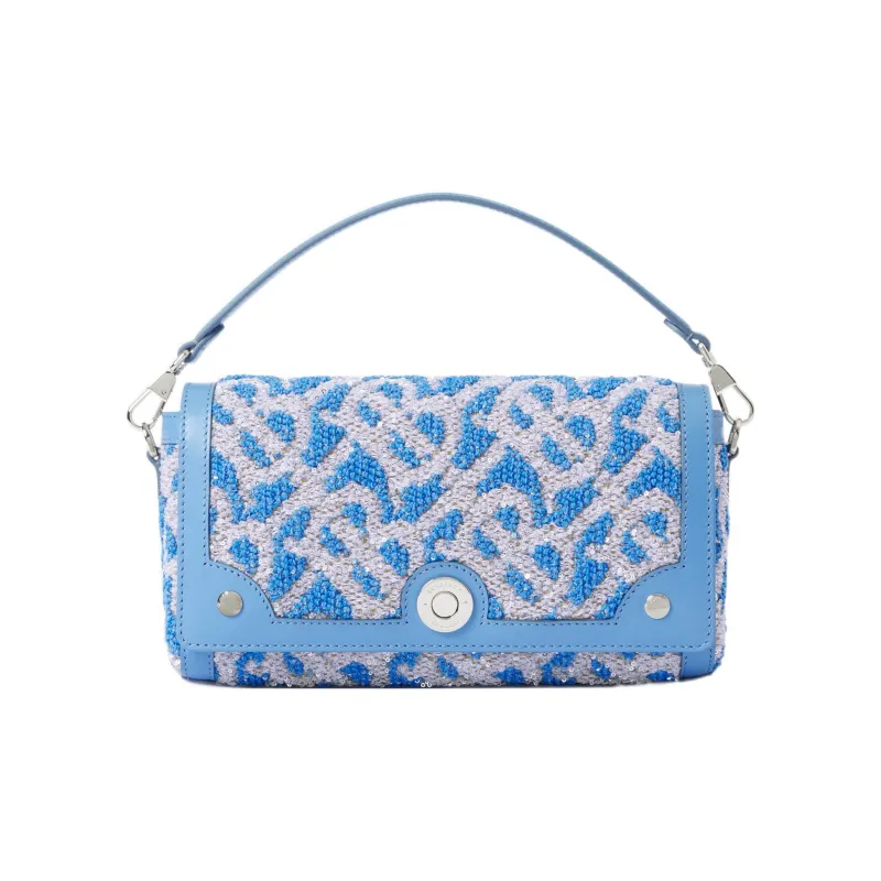 Burberry Calfskin Shoulder Bag Crossbody Bag Handbag Women's Blue-0