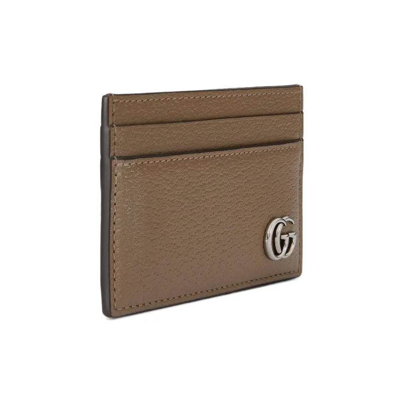 GUCCI GG Marmont Leather Card Clip Card Holder Men's Taupe-2