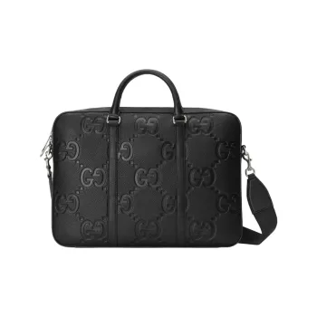 GUCCI Leather Briefcase, Portable Crossbody Bag, Shoulder Bag Large Size Men's Black