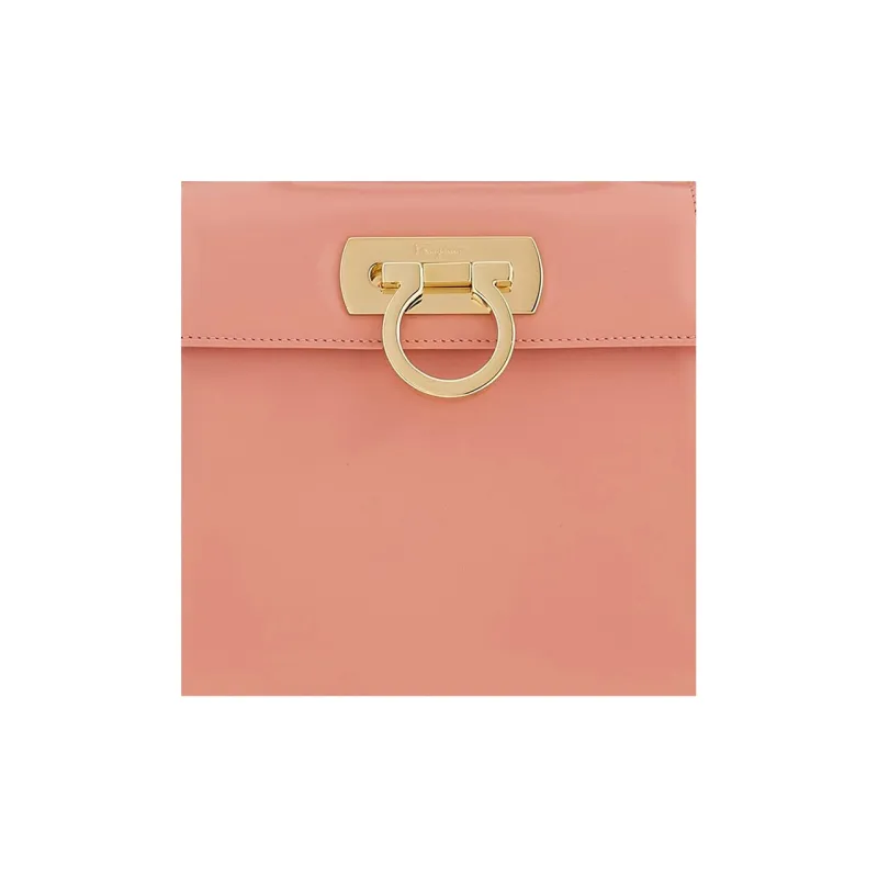 FERRAGAMO Cow Leather Messenger Bag Shoulder Bag Crossbody Bag Handbag Small Size Women's Light Pink-4