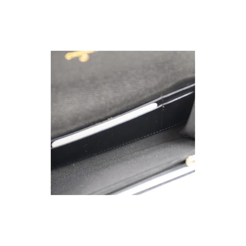 CHANEL Cow Leather Wallet Coin Purse Wallet Women's Black-8