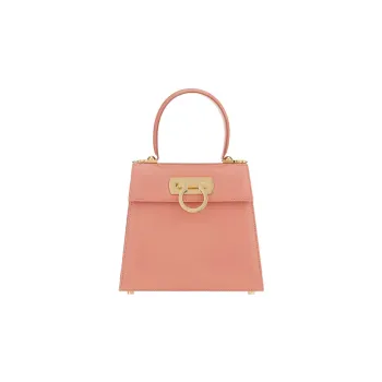 FERRAGAMO Cow Leather Messenger Bag Shoulder Bag Crossbody Bag Handbag Small Size Women's Light Pink