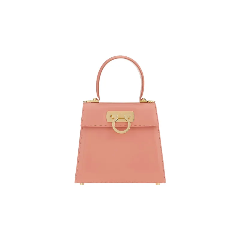 FERRAGAMO Cow Leather Messenger Bag Shoulder Bag Crossbody Bag Handbag Small Size Women's Light Pink-0