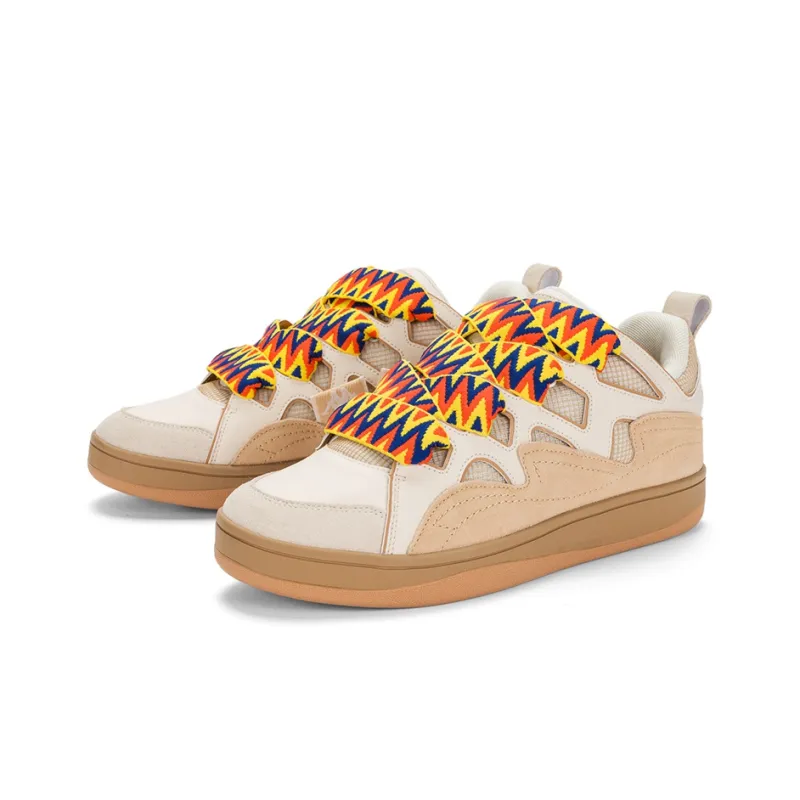 Kappa Slip Resistant Breathable Low Top Skateboard Shoes Unisex White Umber-3