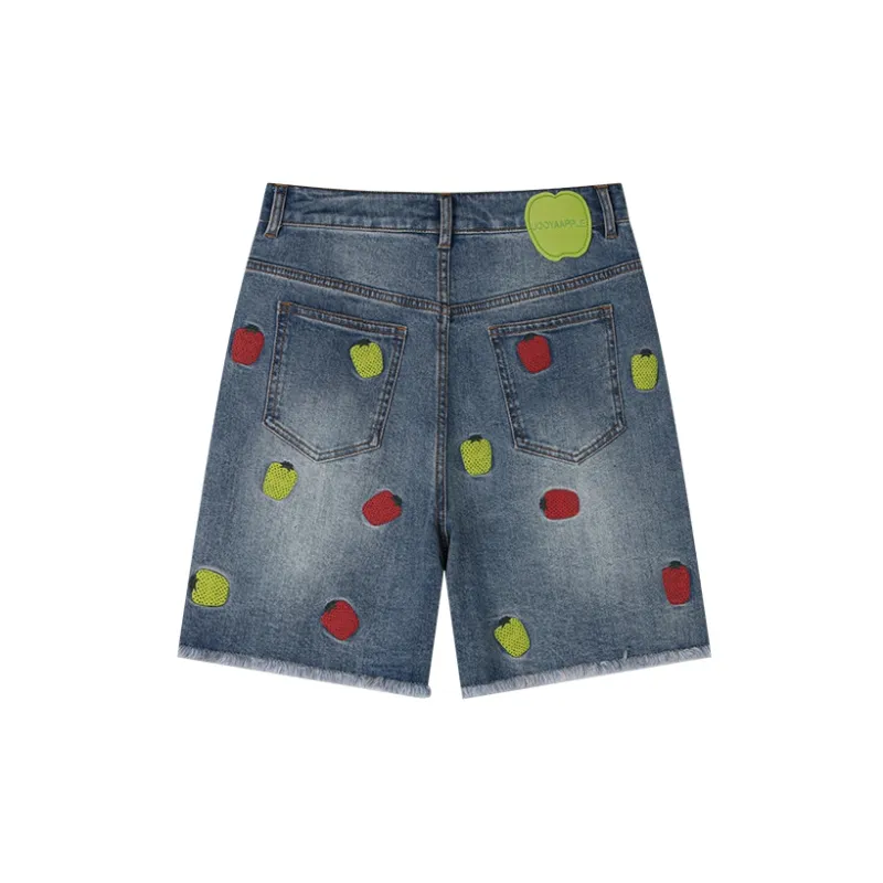 UOOYAA Sweet Girls Series Denim Shorts Women's Denim Blue-1