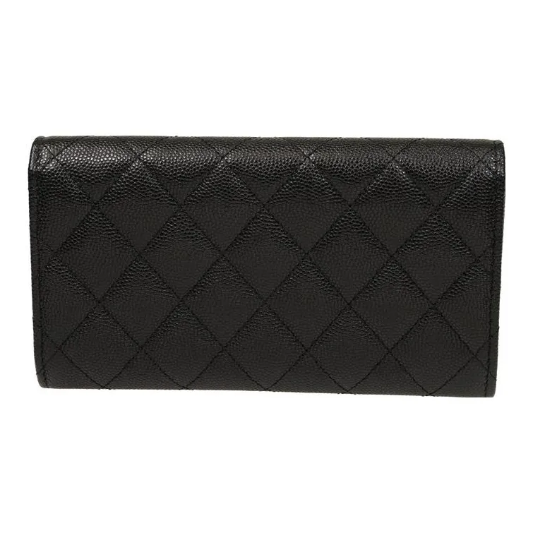 CHANEL Cow Leather Wallet Coin Purse Wallet Women's Black-6